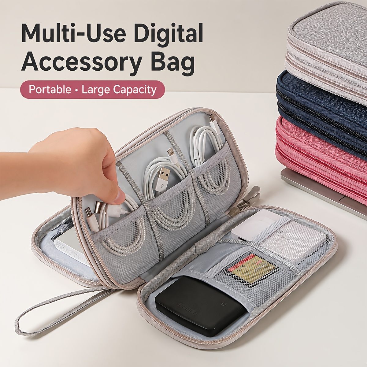 Electronics Gadgets And Accessories - กระเป๋าจัดระเบียบสำหรับเดินทาง มีช่องใส่ของหลากหลาย เหมาะสำหรับเก็บของใช้ส่วนตัว เครื่องสำอาง อุปกรณ์เสริม และอุปกรณ์อิเล็กทรอนิกส์
