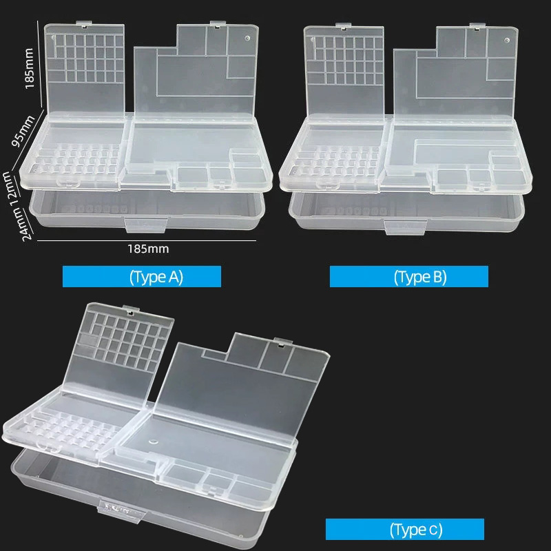 Electronics Gadgets And Accessories - กล่องเก็บส่วนประกอบพลาสติกใสแบบสองชั้น อุปกรณ์เสริมสำหรับงานซ่อมโทรศัพท์ สำหรับเก็บไอซี เมนบอร์ด