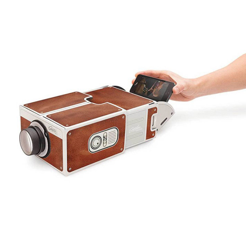Mini Projector Portable - โปรเจ็คเตอร์3D DIY กระดาษแข็งมินิโปรเจคเตอร์สมาร์ทโฟนแปลกใหม่ปรับได้โปรเจคเตอร์โทรศัพท์มือถือโรงภาพยนตร์แบบพกพา