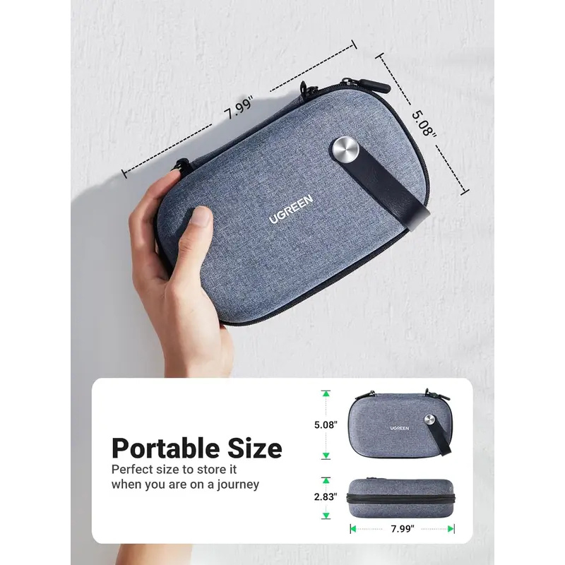 Electronics Gadgets And Accessories - กระเป๋าอุปกรณ์เสริมสำหรับเดินทาง UGREEN ของแท้ กระเป๋าจัดเก็บสายเคเบิลแบบพกพา กล่องแข็งสำหรับอุปกรณ์อิเล็กทรอนิกส์ กระเป๋าใส่แกดเจ็ตขนาดเล็กสำหรับที่ชาร์จและหูฟัง