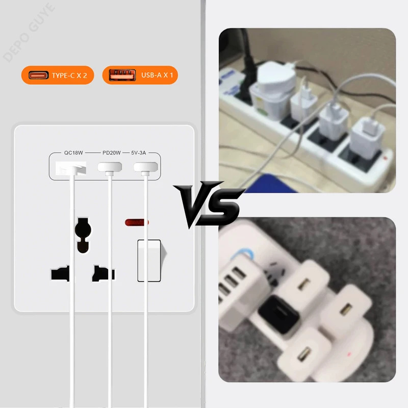 ปลั๊กไฟติดผนัง 3 พินแบบสากลพร้ - Electronics Gadgets For Home บทวิจารณ์และราคา