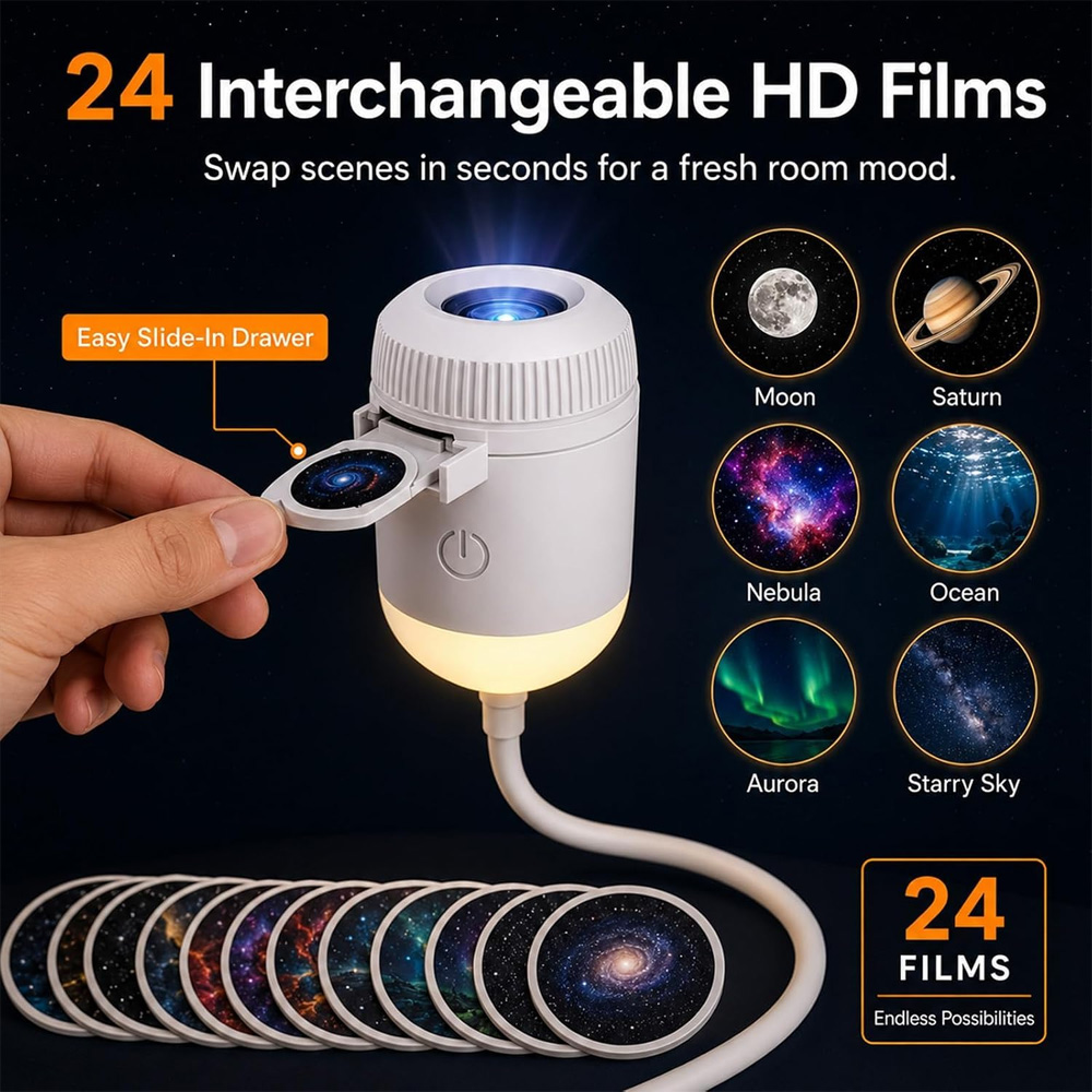 โปรเจคเตอร์ท้องฟ้าดาวหมุนได้ 2 - Mini Projector Portable บทวิจารณ์และราคา